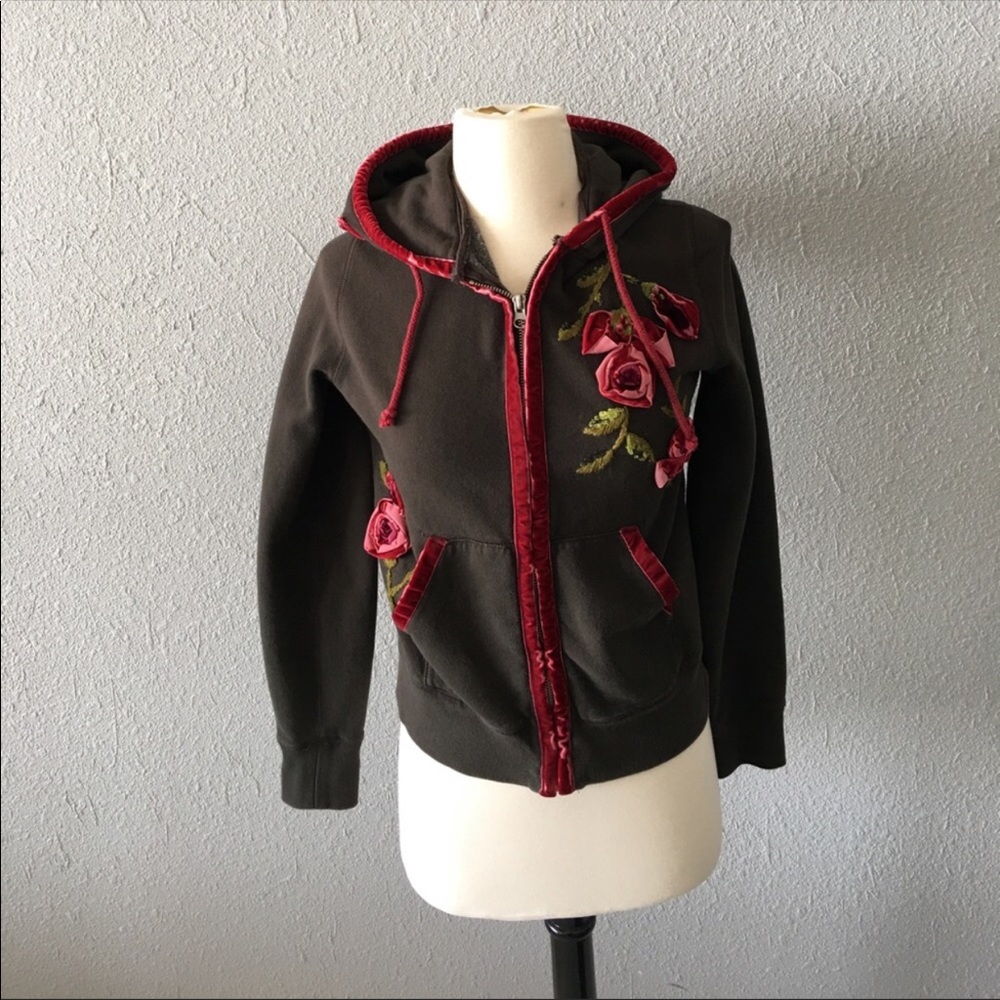 🌹Lucky Brand Velvet Floral Hoodie🌹